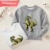 【12M-9Y】Boy Cotton Stain Resistant Dinosaur Print Long Sleeve Sweatshirt