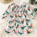 【2Y-7Y】Girl Cute Colorful Christmas Cartoon Print Long Sleeve Square Neck Dress