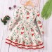 【2Y-7Y】Girl Christmas Cartoon Dinosaur Print Ruffle Long Sleeve Dress