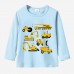 【12M-9Y】Boy Excavator Bulldozer Print Cotton Stain Resistant Long Sleeve T-shirt