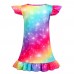 【3Y-10Y】Girls Cute Rainbow Unicorn Dinosaur Cartoon Print Ruffle Sleeveless Dress