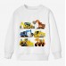 【12M-9Y】Boy Cotton Stain Resistant Excavator Bulldozers Print Long Sleeve Sweatshirt