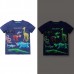 【18M-7Y】Boys Casual Cartoon Dinosaur Print Luminous Pattern Short Sleeve T-shirt