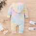 【0M-12M】Baby Tie-dye Hooded Zipper Long-sleeved Romper - 4503