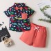 【18M-6Y】Boys 2-piece Dinosaur Print Short Sleeve Top And Shorts Set