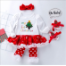 【0M-18M】Baby Girl 4-piece Christmas Romper Dress With Leggings, Shoes And Headband