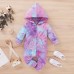 【0M-12M】Baby Tie-dye Hooded Zipper Long-sleeved Romper - 4503