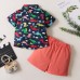 【18M-6Y】Boys 2-piece Dinosaur Print Short Sleeve Top And Shorts Set