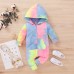 【0M-12M】Baby Tie-dye Hooded Zipper Long-sleeved Romper - 4503