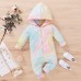 【0M-12M】Baby Tie-dye Hooded Zipper Long-sleeved Romper - 4503