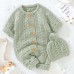 【3M-24M】2-piece Unisex Baby Sweater Romper With Hat