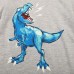 【18M-7Y】Boys Gray Luminous Dinosaur Print Round Neck Short Sleeve T-shirt