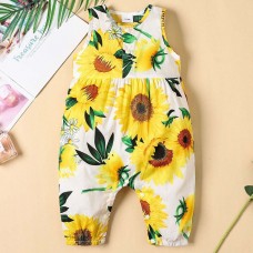 【3M-24M】Baby Girl Sunflower Print Sleeveless Romper