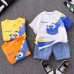 【9M-4Y】2-piece Boys Dinosaurs Print Short-sleeved T-shirt And Denim Shorts Set