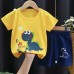 【9M-7Y】2-piece Boys Dinosaurs Print Short-sleeved T-shirt And Shorts Set