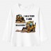 【12M-9Y】Boy Cotton Stain Resistant Bulldozer Print Long Sleeve Tee