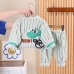 【9M-4Y】2-piece Boys Thick Flannel Dinosaur Embroidered Pajama Set