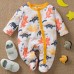 【0M-12M】Unisex Baby Dinosaur Print Long Sleeve Romper