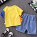 【9M-4Y】2-piece Boys Dinosaurs Print Short-sleeved T-shirt And Denim Shorts Set