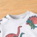 【18M-6Y】2-piece Boys Dinosaur Print Round Neck Long-sleeved Sweatshirt And Pants Set