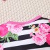 【0M-18M】2-piece Baby Girl Striped Floral Print Long Sleeve Romper With Hairband