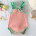 【3M-24M】Baby Girl Striped Applique Sling Romper