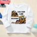 【12M-9Y】Boy Cotton Stain Resistant Bulldozer Print Long Sleeve Tee