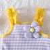 【3M-24M】Baby Girl Striped Applique Sling Romper