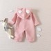 【0M-9M】Baby Girl Pink Thick Cloud Embroidered Long Sleeve Hooded Romper