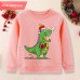 【12M-9Y】Unisex Kids Cotton Stain Resistant Christmas Dinosaur Print Long Sleeve Sweatshirt