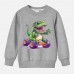 【12M-9Y】Boys Cotton Stain Resistant Dinosaur And Car Print Long Sleeve Sweatshirt