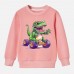 【12M-9Y】Boys Cotton Stain Resistant Dinosaur And Car Print Long Sleeve Sweatshirt