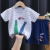 【9M-7Y】2-piece Boys Dinosaurs Print Short-sleeved T-shirt And Shorts Set