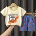 【9M-7Y】2-piece Boys Dinosaurs Print Short-sleeved T-shirt And Shorts Set