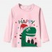 【12M-9Y】Boy Cotton Stain Resistant Christmas Dinosaur Print Long Sleeve Tee