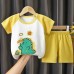 【9M-7Y】2-piece Boys Dinosaurs Print Short-sleeved T-shirt And Shorts Set