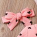 【0M-18M】2-piece Baby Girl Pink Heart Print Long Sleeve Romper With Hairband