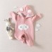 【0M-9M】Baby Girl Pink Thick Cloud Embroidered Long Sleeve Hooded Romper