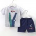 【9M-7Y】2-piece Boys Dinosaurs Print Short-sleeved T-shirt And Shorts Set