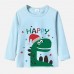 【12M-9Y】Boy Cotton Stain Resistant Christmas Dinosaur Print Long Sleeve Tee