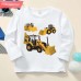 【12M-9Y】Boy Cotton Stain Resistant Excavator And Tractor Print Long Sleeve Tee