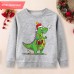 【12M-9Y】Unisex Kids Cotton Stain Resistant Christmas Dinosaur Print Long Sleeve Sweatshirt