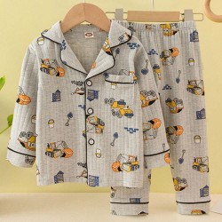 【18M-8Y】2-piece Boys Cotton Multicolor Cartoon Print Pajama Set