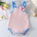 【3M-24M】Baby Girl Striped Applique Sling Romper