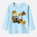 【12M-9Y】Boy Cotton Stain Resistant Excavator And Tractor Print Long Sleeve Tee