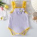 【3M-24M】Baby Girl Striped Applique Sling Romper