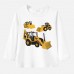 【12M-9Y】Boy Cotton Stain Resistant Excavator And Tractor Print Long Sleeve Tee