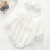 【0M-24M】2-piece Baby Girl Multicolor Cotton Jacquard Long Sleeve Romper With Hairband