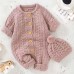 【3M-24M】2-piece Unisex Baby Sweater Romper With Hat