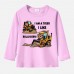 【12M-9Y】Boy Cotton Stain Resistant Bulldozer Print Long Sleeve Tee